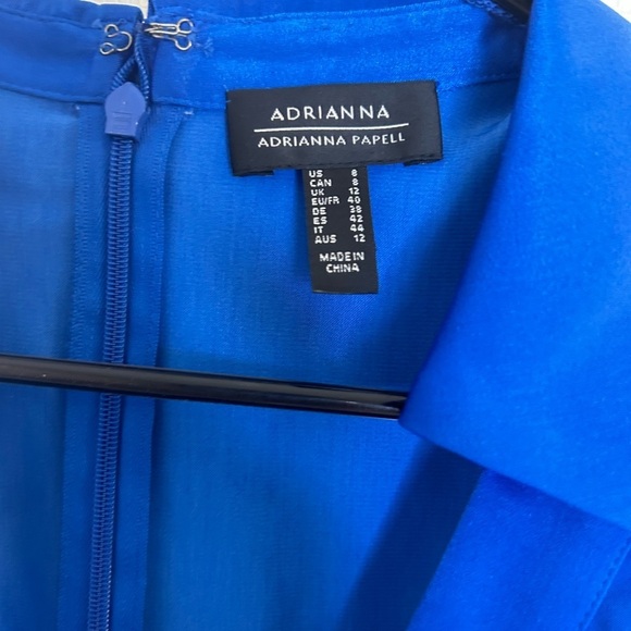 ADRIANNA PAPELL faux SATIN WRAP DRESS WITH LONG SLEEVES dark blue size 8 NWT - Picture 15 of 16